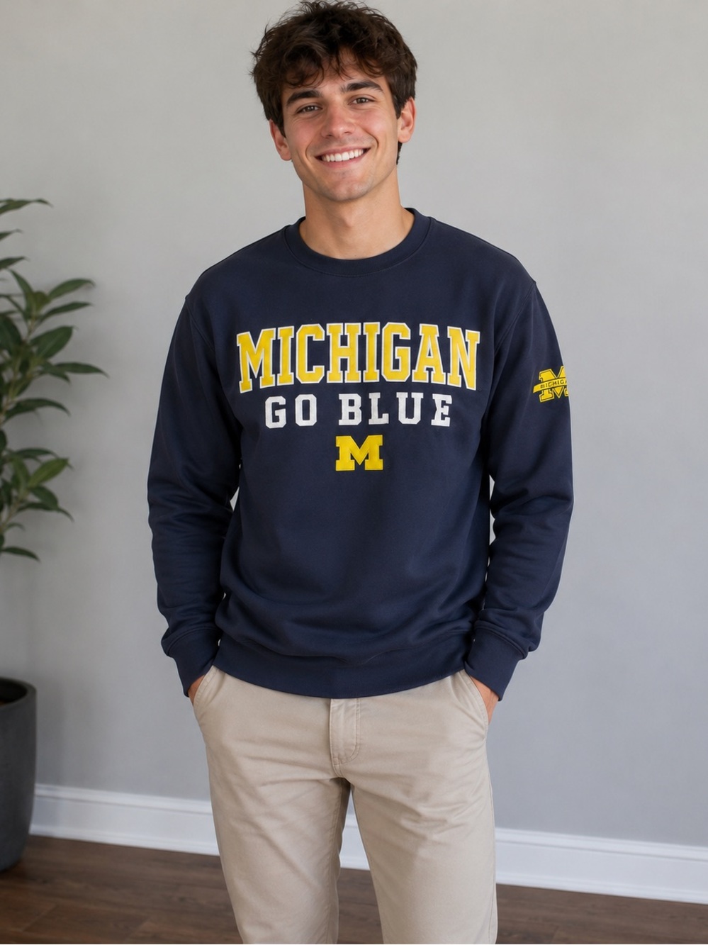 Stadium Athletics University Of Michigan Embroidered Crew Neck Men's Small VTG